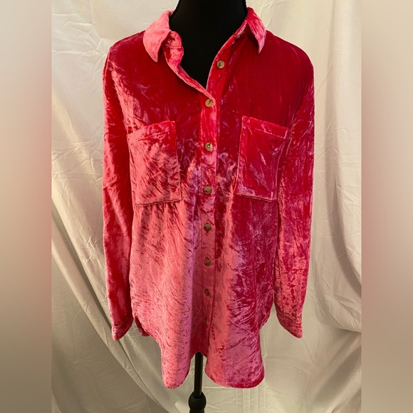 Pilcro Vibrant Pink velvet Top - Picture 8 of 8